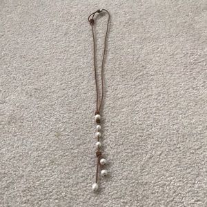 Cowhide pearl knot necklace
